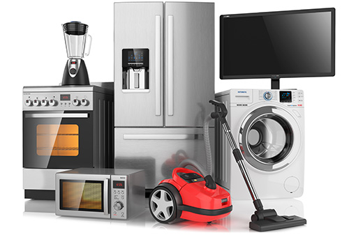 Set of household kitchen appliances, isolated on white background 3d